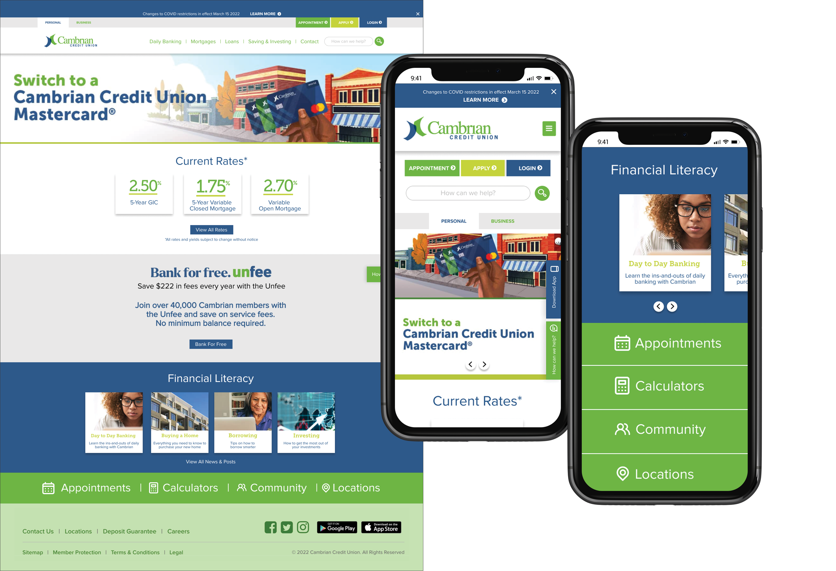 Cambrian Credit Untion, Responsive Design