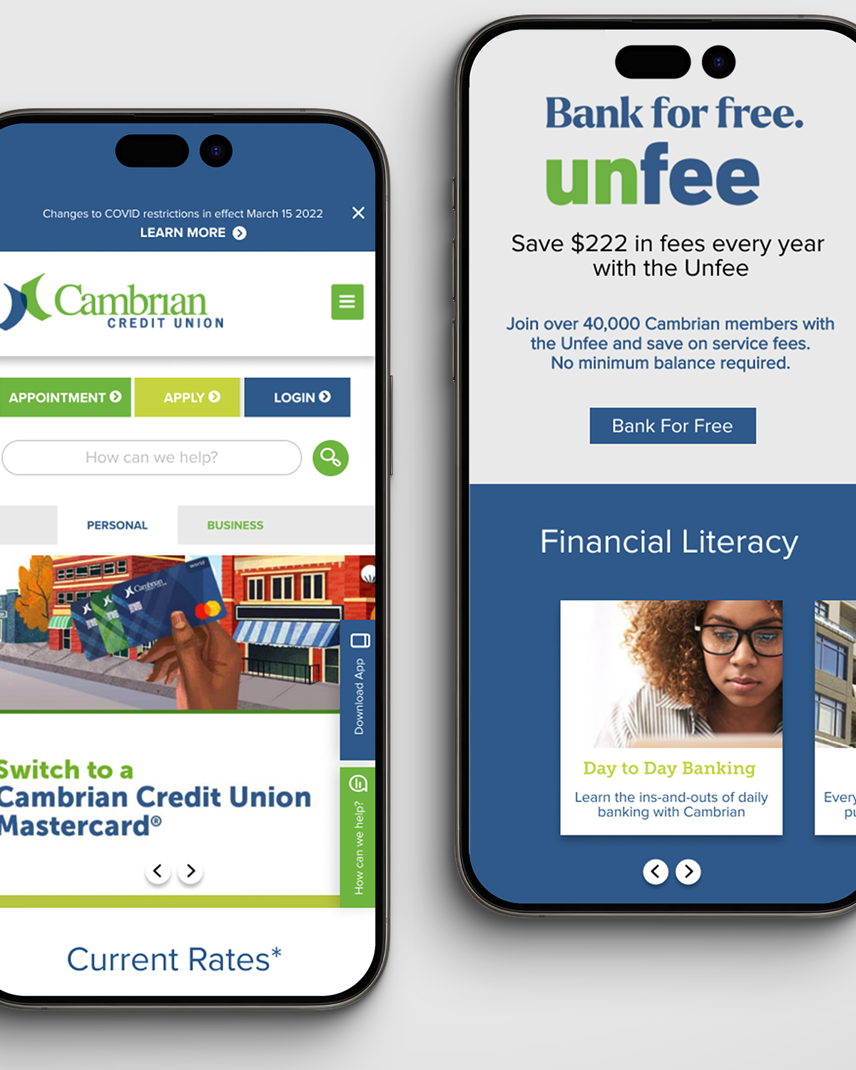 Cambrian Credit Union UX and design by Janet Adamana